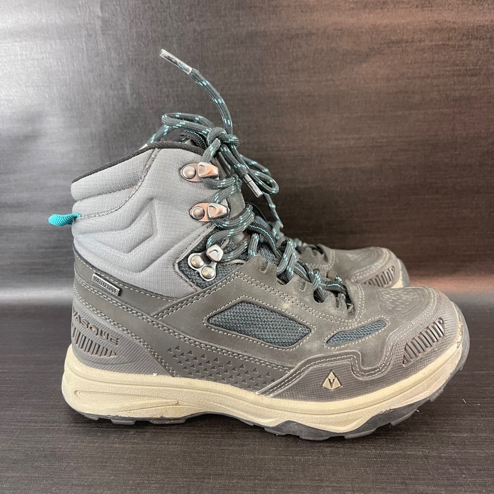Vasque‎ Breeze Kids Size 3 Grey Teal Waterproof Mid Top Outdoor Boots Shoes